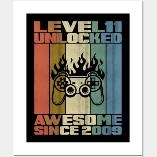 Level 11 Unlocked Birthday 11 Years Old Awesome Since 2009 Posters and Art